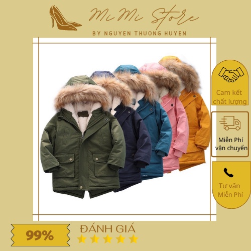 Áo khoác parka cao cấp cho bé mũ lông lót lông siêu mềm mịn mặc đại hàn sẵn hàng