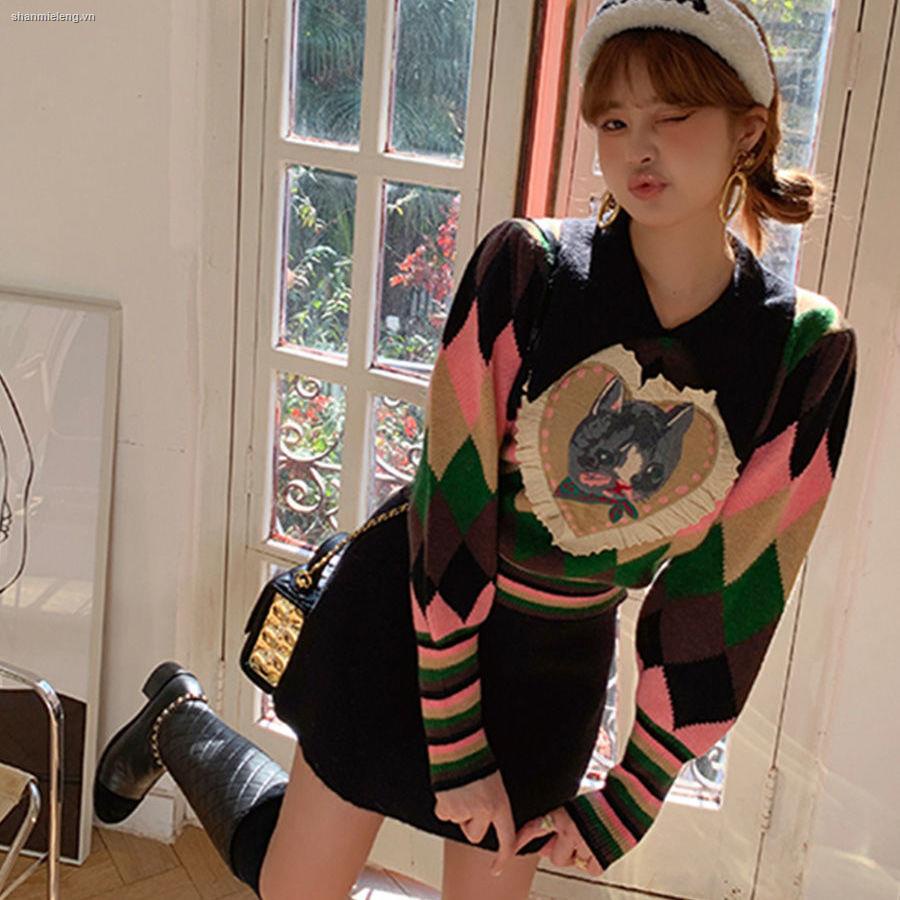 Áo sweater dáng ngắn cổ búp bê thời trang mùa đông 2021 dành cho nữ