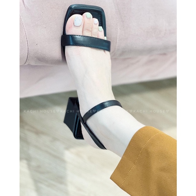 Sandal quai mảnh gót vuông 5p HN342 -Kachi house