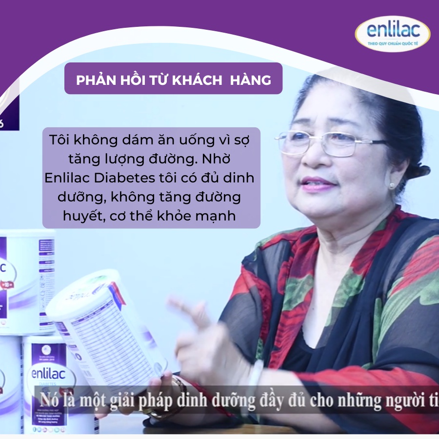 Sữa bột cho người tiểu đường Enlilac Diabetes, 900g, ổn định đường huyết cho bệnh nhân tiểu đường