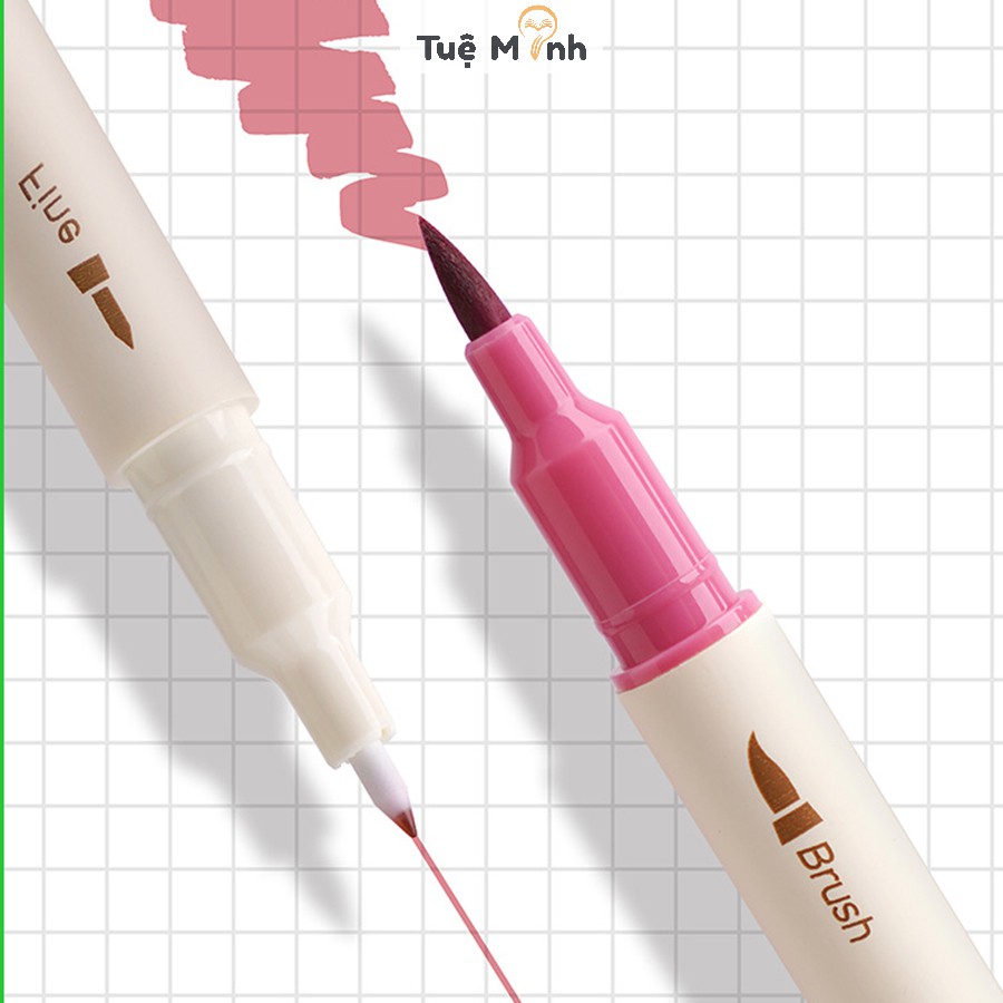Bộ 3 bút brush 2 đầu Twin Marker B34 ngòi lông + ngòi fine viết ghi chép đa năng