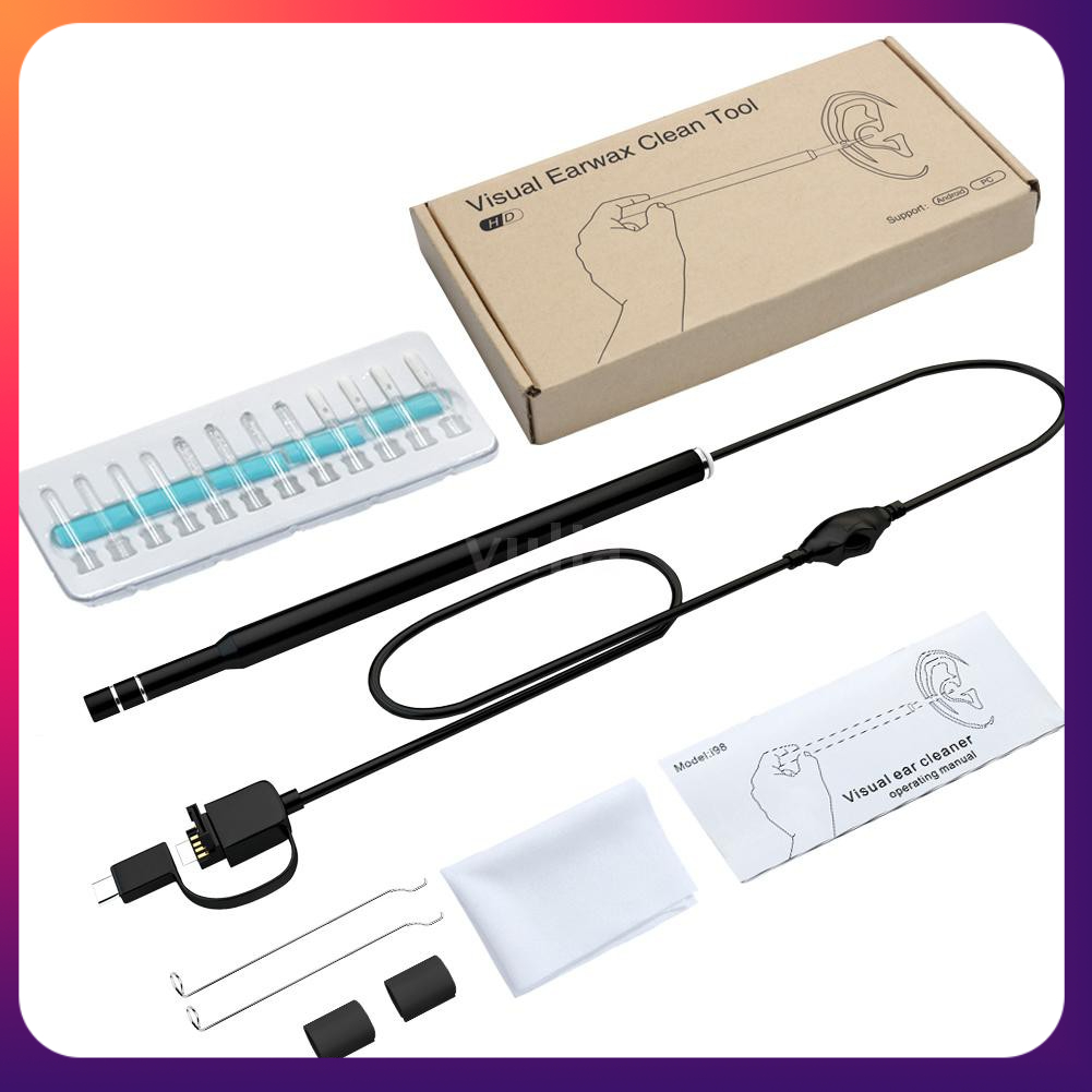 Máy quay nội soi 0.3MP 3 trong 1 YULA có đèn LED và móc tai đa năng tiện dụng