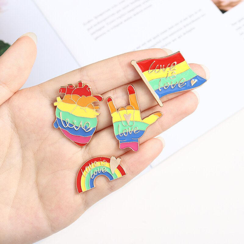 Ghim cài áo QIHE JEWELRY hình cầu vồng 7 kiểu làm quà cho bạn bè