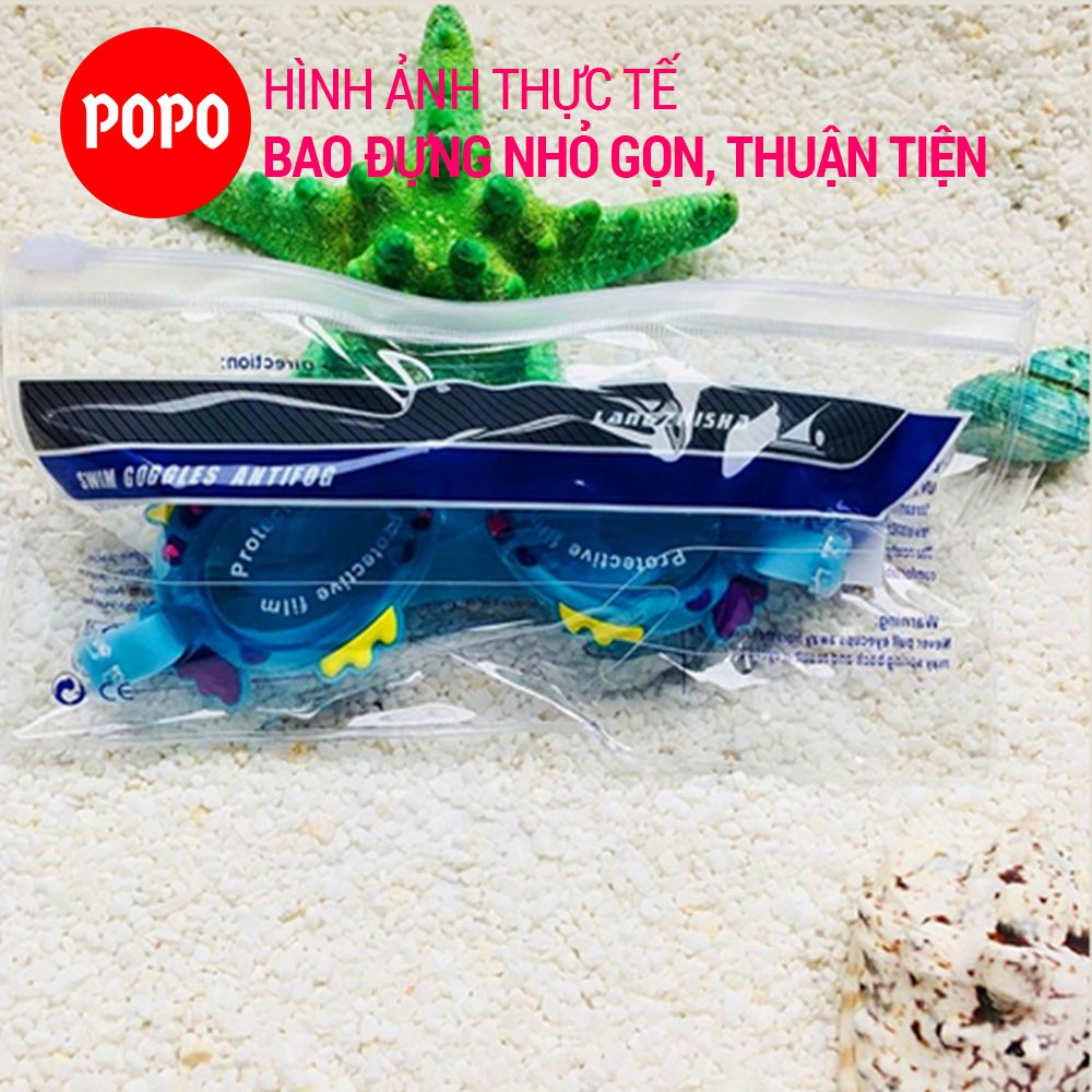 Kính bơi hình con cá ngộ nghĩnh 2600 cho bé từ 3 tuổi chính hãng POPO cao cấp chống sương mù có túi đựng nhỏ gọn