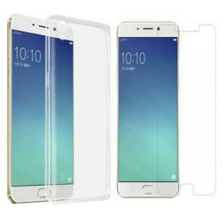 Bộ ốp lưng silicon OPPO F1S ( Trắng trong) + Kính cường lực 2.5D