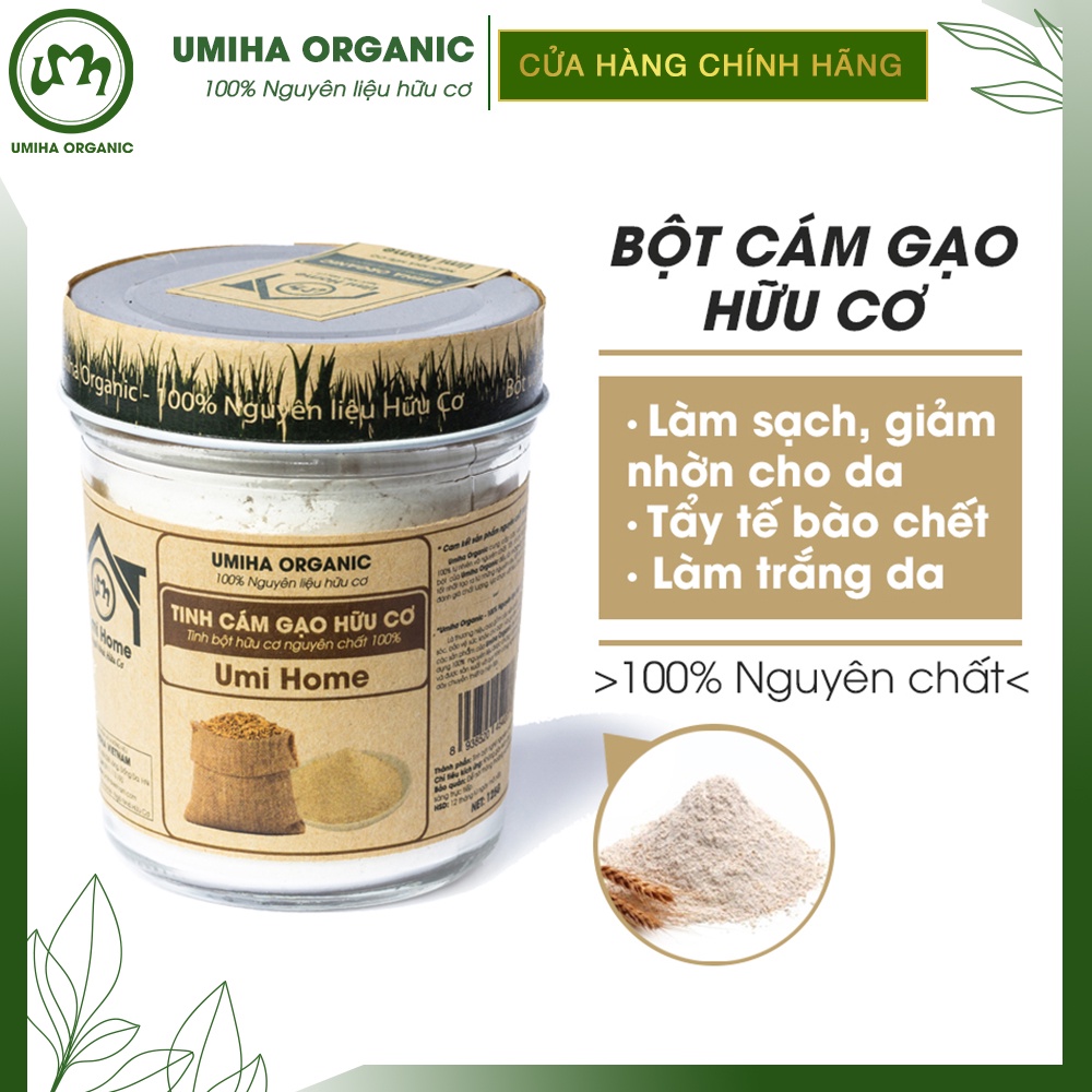 Bột Cám Gạo đắp mặt hữu cơ UMIHOME nguyên chất - Bột đắp mặt nạ trắng da Cám Gạo giúp tẩy da chết, ngừa nám và thâm mụn