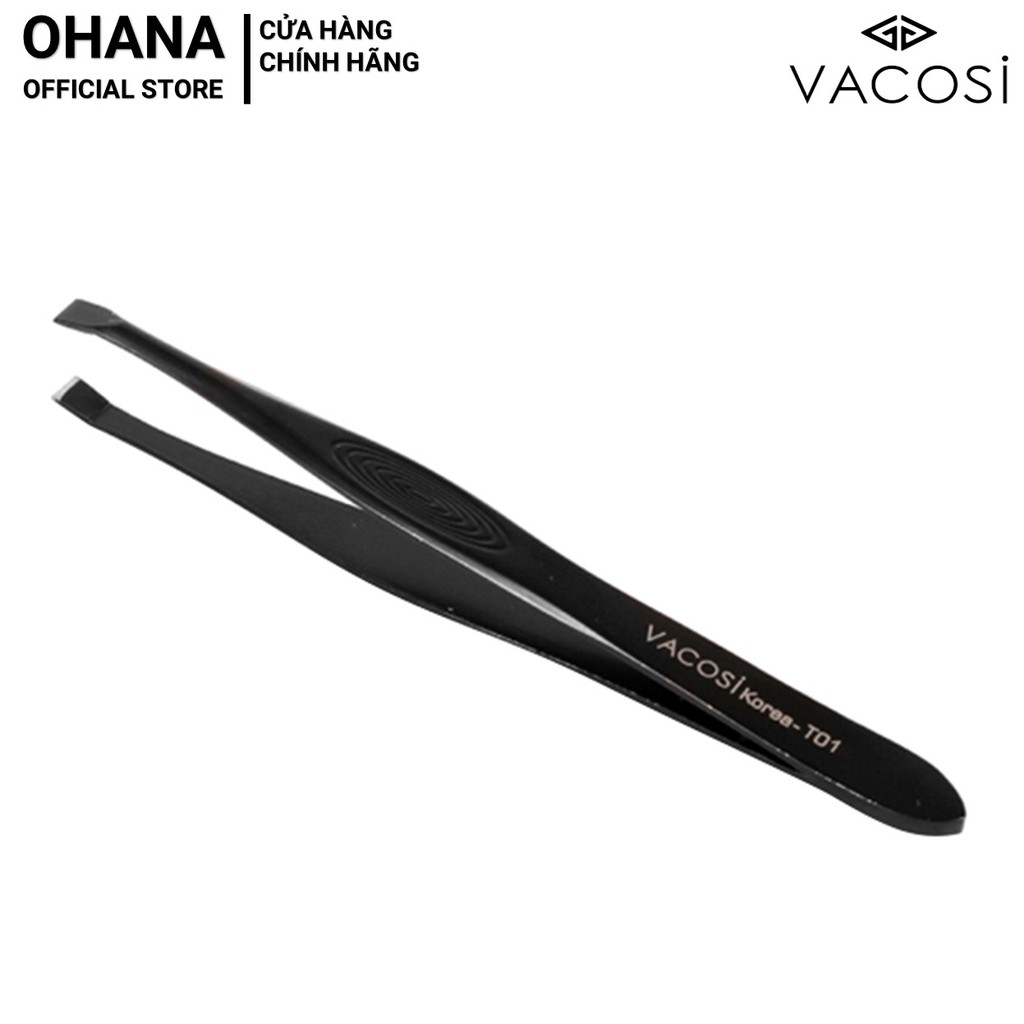 Nhíp Đầu Bằng Cán Đen Vacosi Flat Tweezers T01