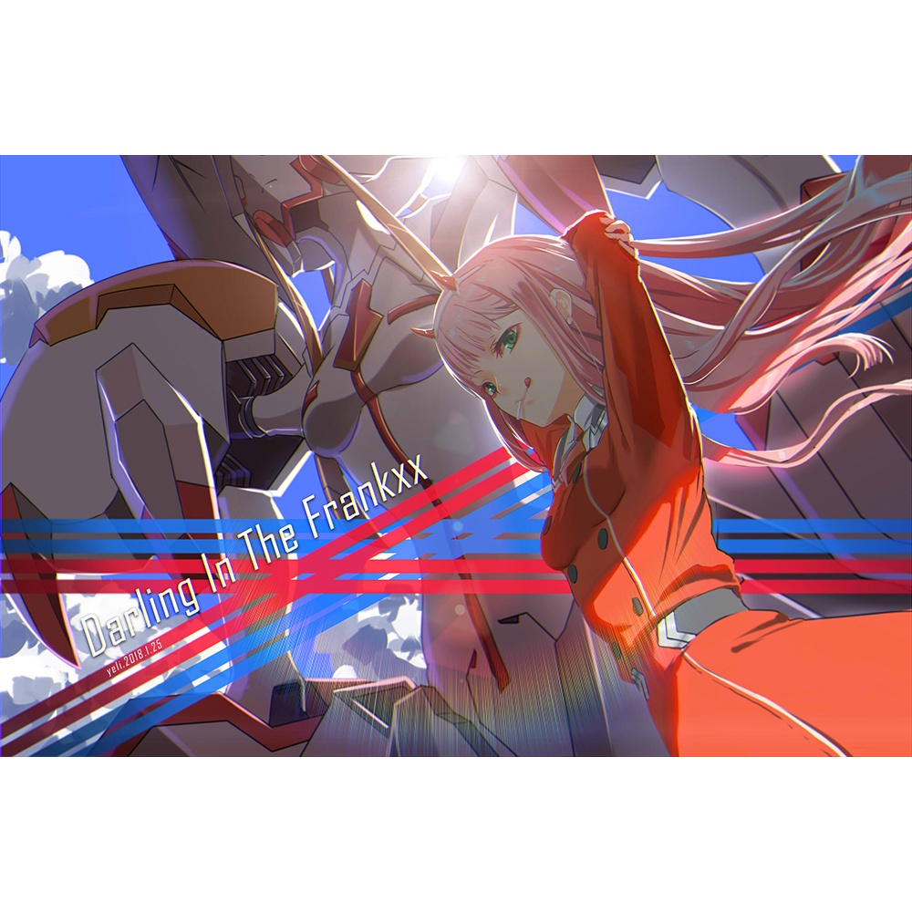 Poster A4 dán tường Anime, decal 21x30 trang trí có keo Darling in the FranXX Wallpapers (1), nhận in theo yêu cầu