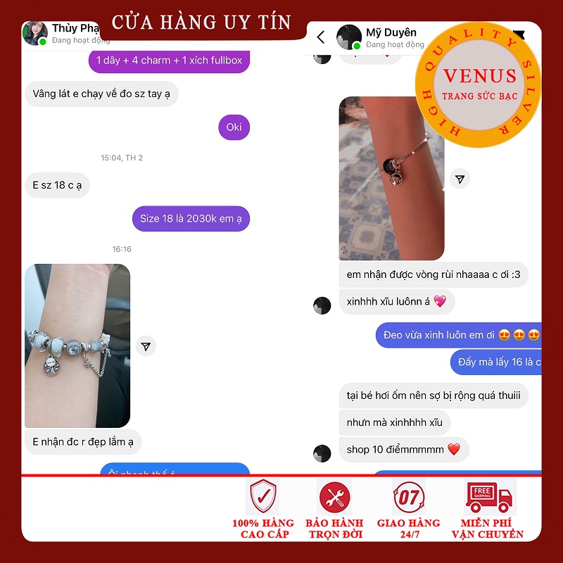 Vòng charm bạc thái- Trang sức bạc Venus