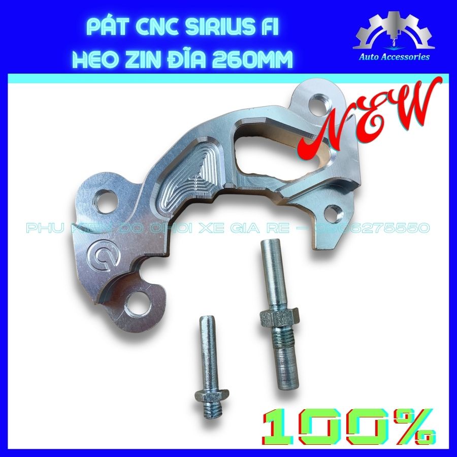Pát Trước cho xe Sirius Fi, Pát CNC gắn cùng Heo dầu ZIN theo xe, đĩa size 260mm - TẶNG 2 CHỐT như hình