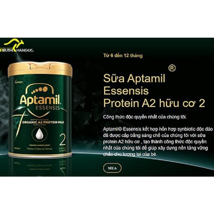 Sữa  Aptamil Essensis Organic A2 Protein Úc sữa bột 900g dành cho trẻ từ 0 đến trên 1 tuổi