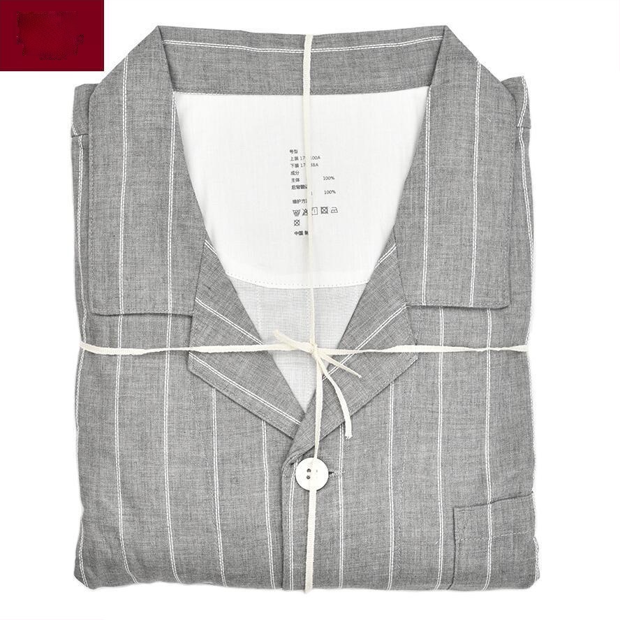 Bộ đồ ngủ pajamas Muji hai lớp vải gạc tay ngắn và dài bằng cotton nguyên chất thời trang xuân hè dành cho nam và nữ