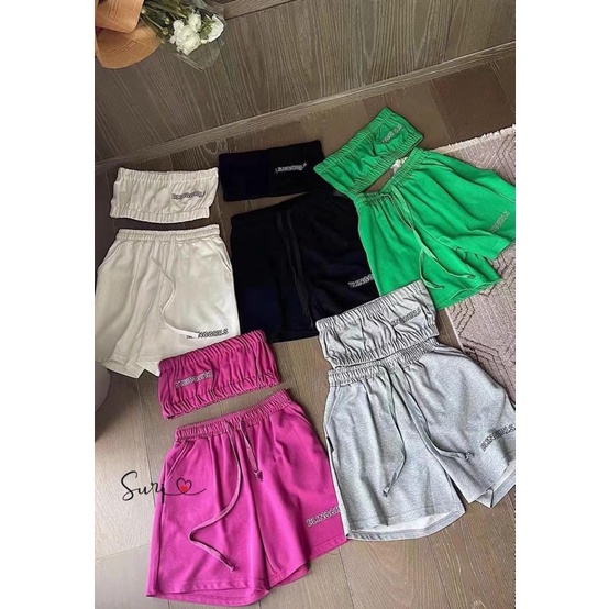 Set áo ống quần  short chữ thêu