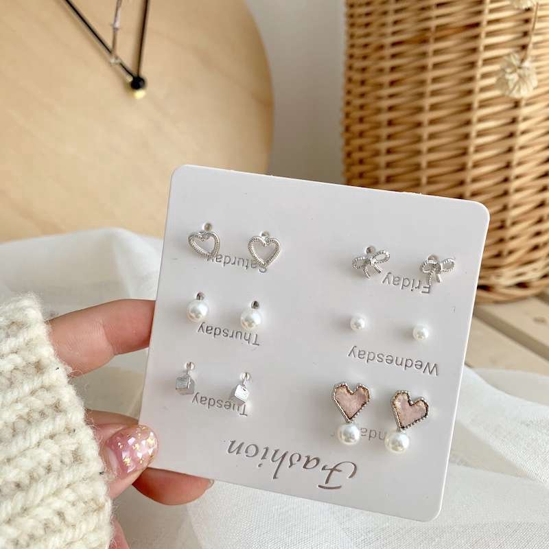 Set 6 Đôi Hoa Tai Đơn Giản Thời Trang Cho Nữ