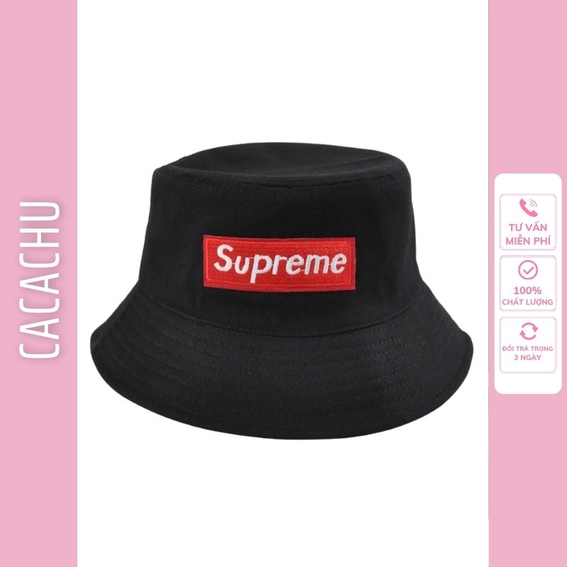 Mũ bucket trơn nam nữ - Nón tai bèo vành tròn thêu chữ Supreme phong cách ulzzang form unisex CACACHU M19