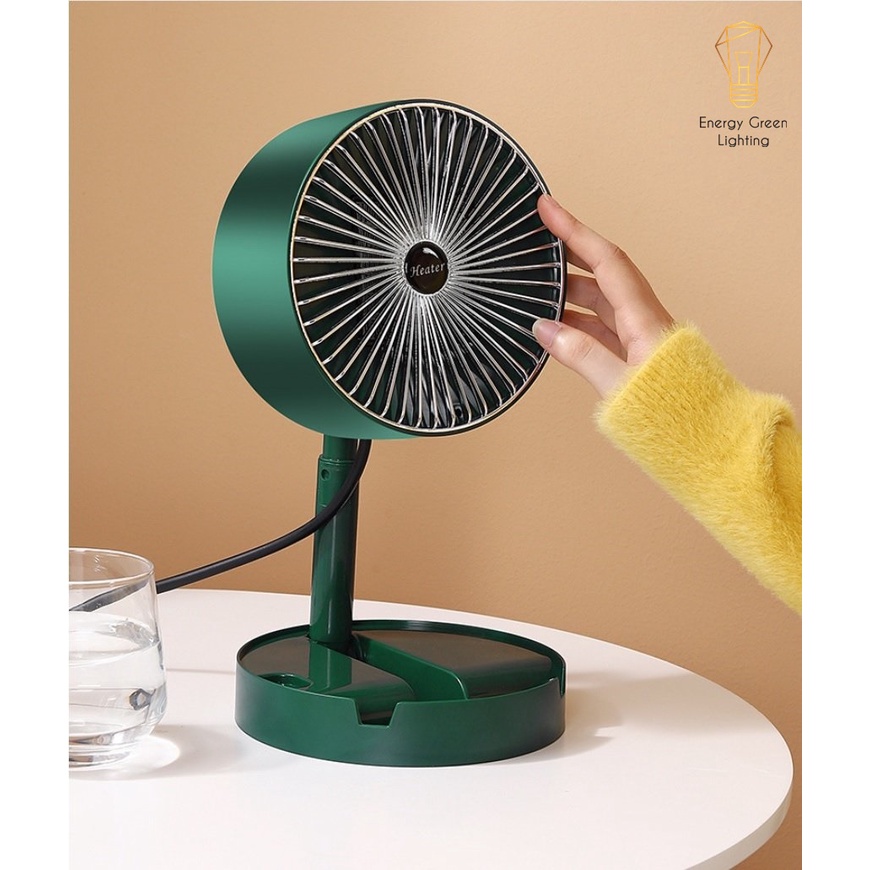 Máy Sưởi Để Bàn Energy Green Lighting TN036, Quạt Sưởi Mini - Công Nghệ Sưởi Gốm PTC Ceramic-Công Suất 600-1000w