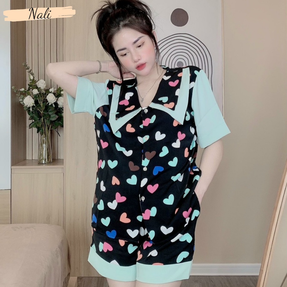 Bộ pijama nữ cộc tay quần đùi chất liệu lụa mango cao cấp, bộ đồ ngủ nữ cổ nhọn hoạ tiết hoạt hình dễ thương CC12