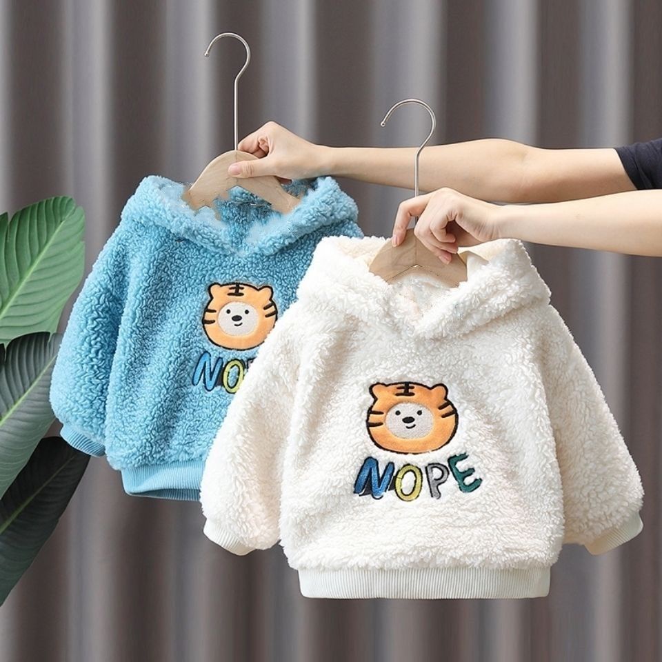 Áo hoodie IQ ANGEL vải nhung mềm ấm áp thoải mái thời trang mùa đông cho bé trai và gái