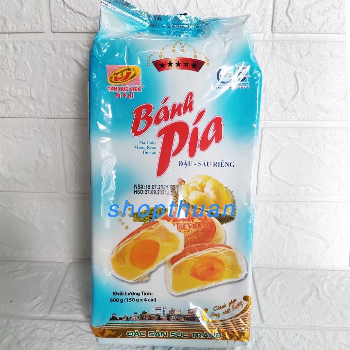 [ HSD : 9/6/22 ] Bánh pía 5 sao đậu sầu riêng trứng muối Tân Huê Viên 600g ( 4 cái )