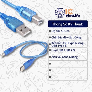 Cáp USB Type A Sang USB Type B Cáp Nạp Arduino Uno, Mega2560, Máy In (Dài 50cm)