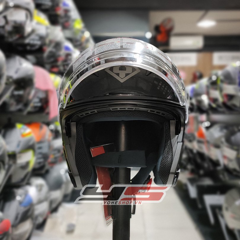 MŨ BẢO HIỂM 3/4 YOHE 878 PLUS - MŨ BẢO HIỂM 2 KÍNH - Màu Đen Trơn