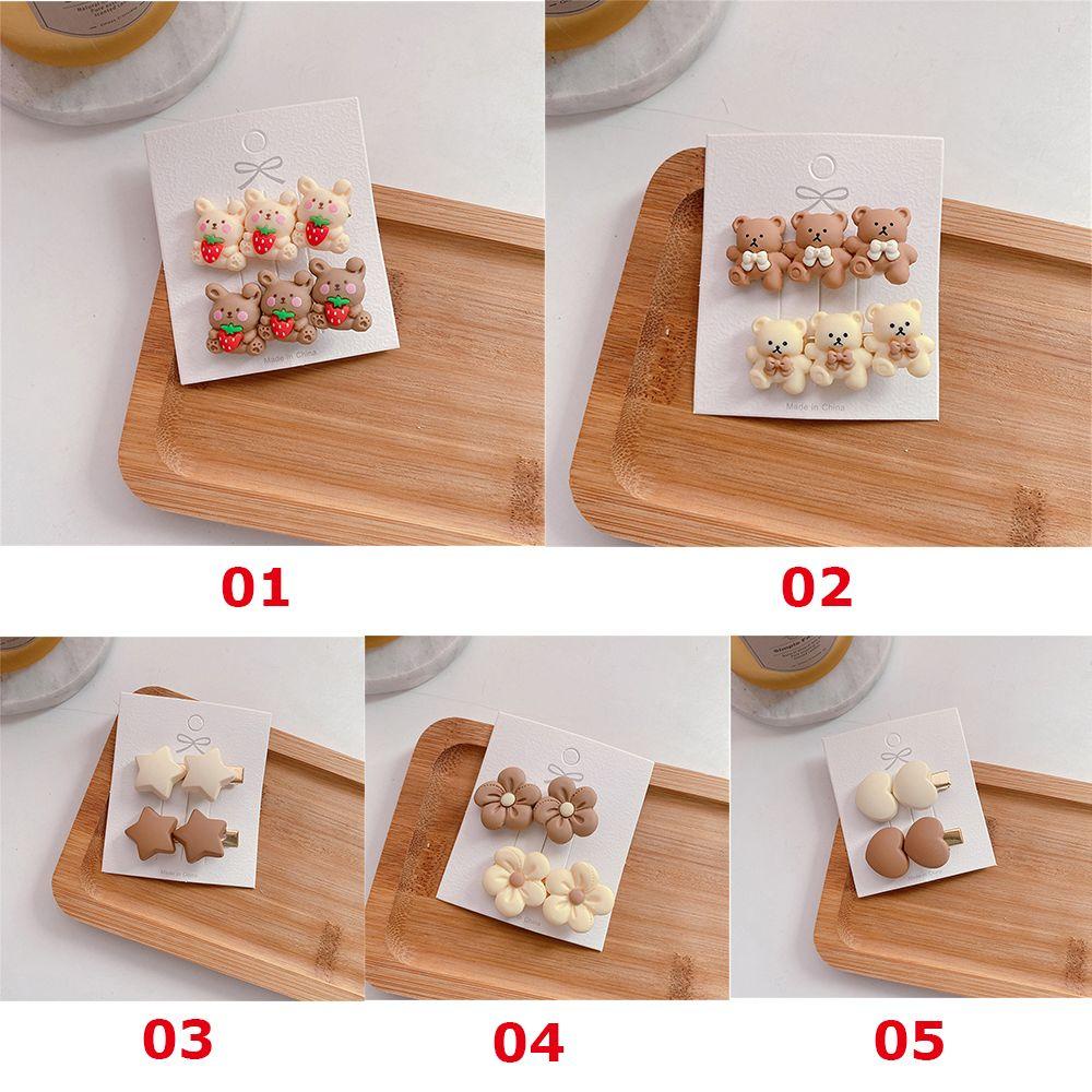 Shanlin Set 2 Kẹp Tóc Hình Trái Tim / Ngôi Sao / Gấu Xinh Xắn Cho Bé Gái