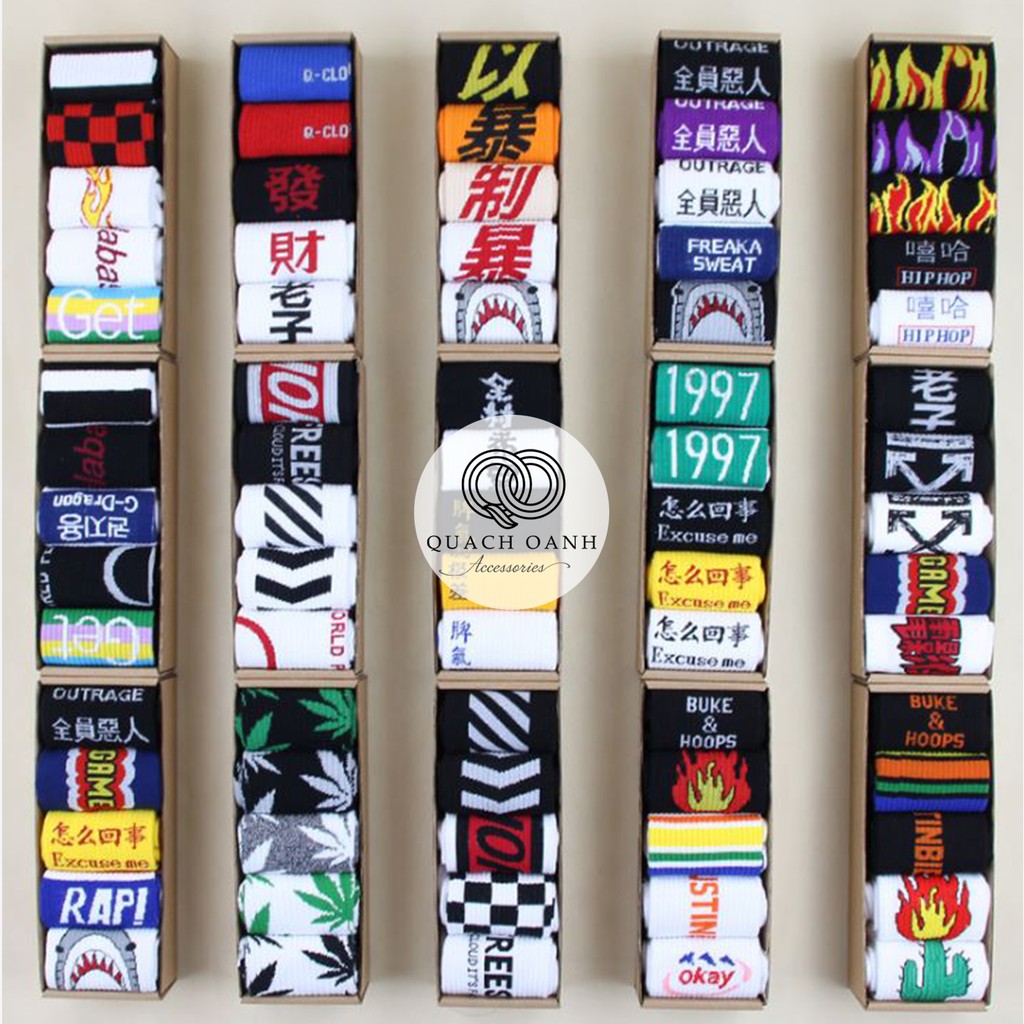 Tất vớ thể thao cổ cao họa tiết cá tính 1 - TT12