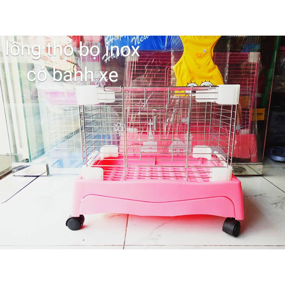 [TẶNG MÁNG CỎ] lồng inox thỏ bọ BOER có bánh xe size nhỏ