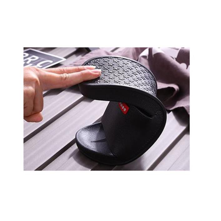 Dép quai ngang nam Mazshu đúc nguyên khối bền đẹp, logo boss cô cậu chủ ấn tượng New - HV Store 414