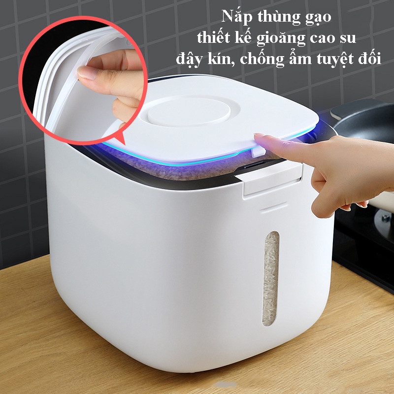 Thùng Đựng Gạo Thông Minh - Chất Liệu ABS Cao Cấp - Nhấn Nút Tiện Lợi - 2 Loại Kích Thước