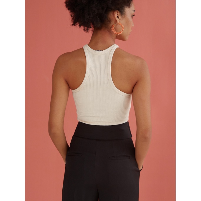 COCO SIN - Tanktop Cổ Cao Thun Gân Nude