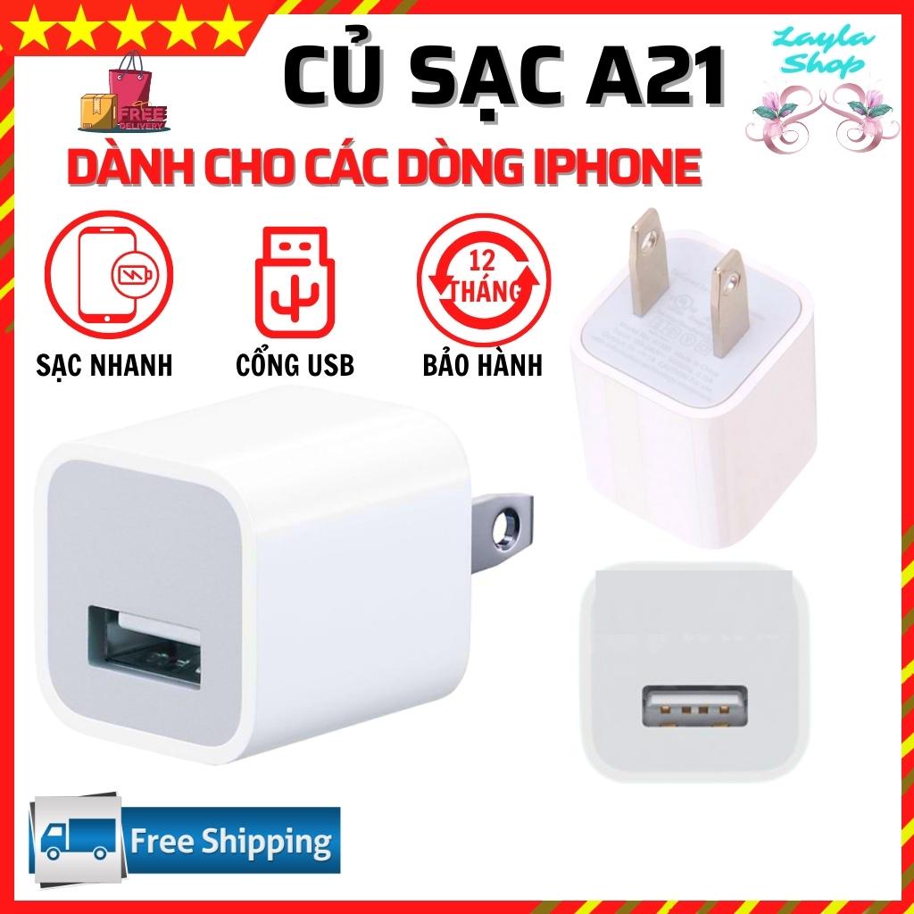 Củ sạc iphone, cục sạc vuông A21 dành cho iPhone ổn định nguồn điện 2A, tuổi thọ cao