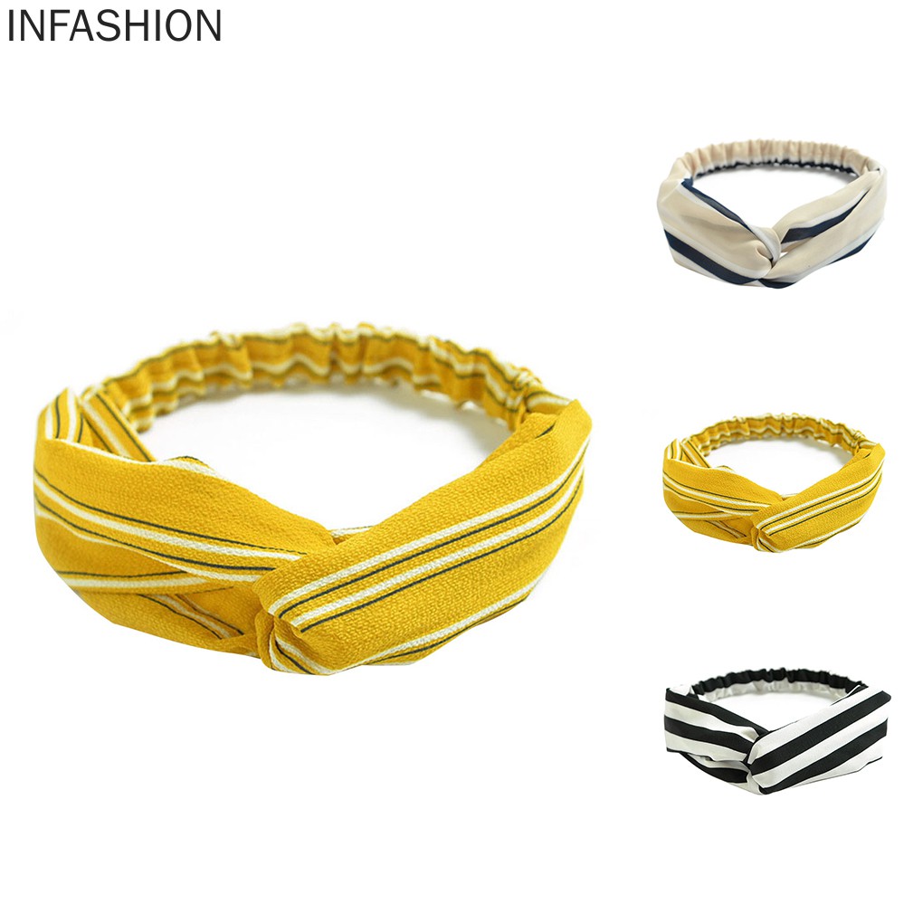 Băng Đô Co Giãn Họa Tiết Kẻ Sọc Cho Nữ