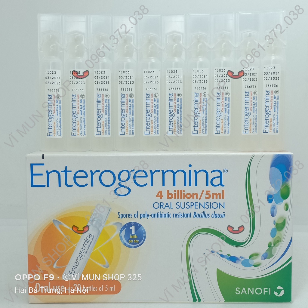 Men vi sinh Enterogermina - Hỗ trợ phục hồi hệ vi khuẩn đường ruột hộp 20 ống