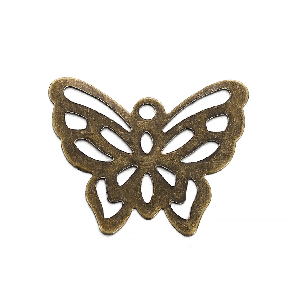 St.KUNKKA Set 100 phụ kiện đính móng trang trí ST.KUNKKA hình bướm bằng kim loại