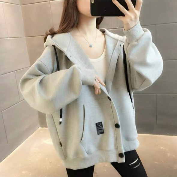 Áo Khoác Nỉ Nữ Dây Khóa Kéo Thêu Logo 63 Vải nỉ Dày Mịn Nón Lớn form Rộng Phối Túi NEW UNISEX