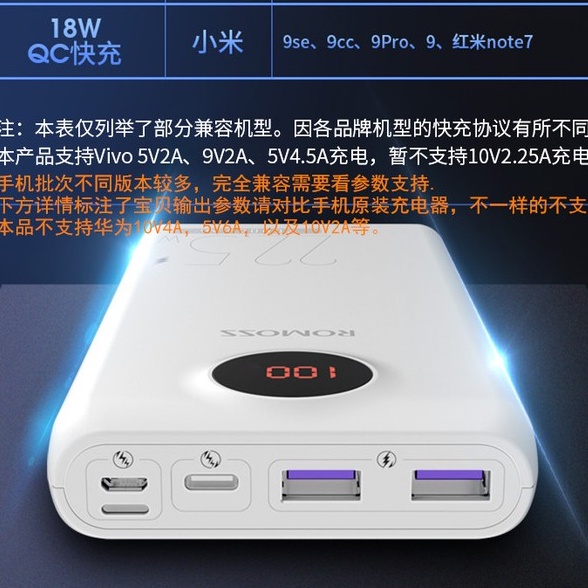 Pin sạc dự phòng Romoss PHO20 20000mAh TypeC PD 18W USB 22.5W, màn hình LCD  - Nhất Tín Computer