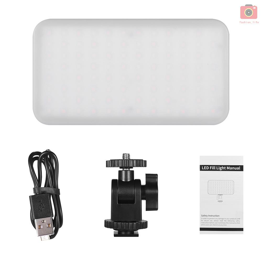 【fash】ORDRO Mini LED Video Light On-Camera Fill Light Photography Lamp Dimmable 2700-6500K CRI 95+ Built-in 2000mAh Battery with Cold Shoe Mount Adapter USB Charging Cable for Canon Nikon Sony DSLR Camera