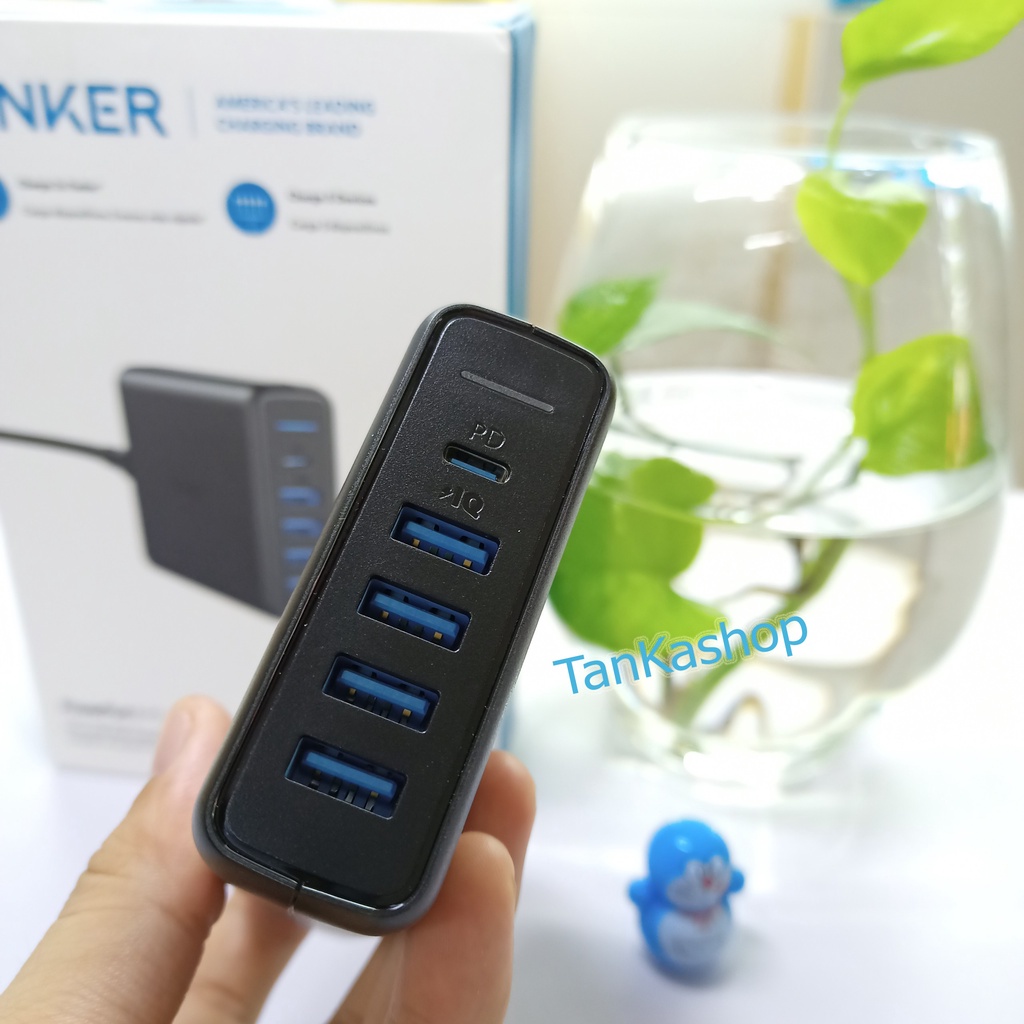 Sạc ANKER PowerPort Speed 5 60w , 1 USB-C PD , 5 USB A IQ - A2056