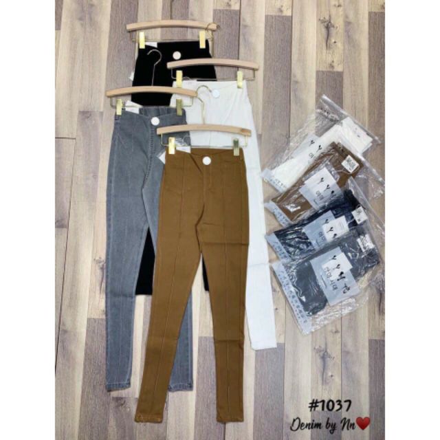 Quần jean giấy nữ 1 cúc ôm dáng chất skinny co giãn