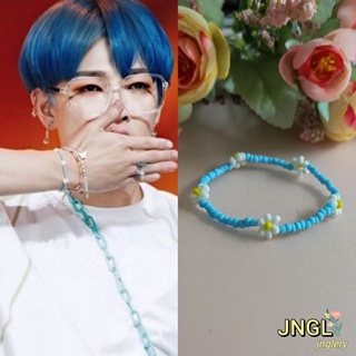 Vòng Đeo Tay  Hongjoong Ateez Vòng Tay Chuỗi Hạt Hình Hoa Màu Xanh