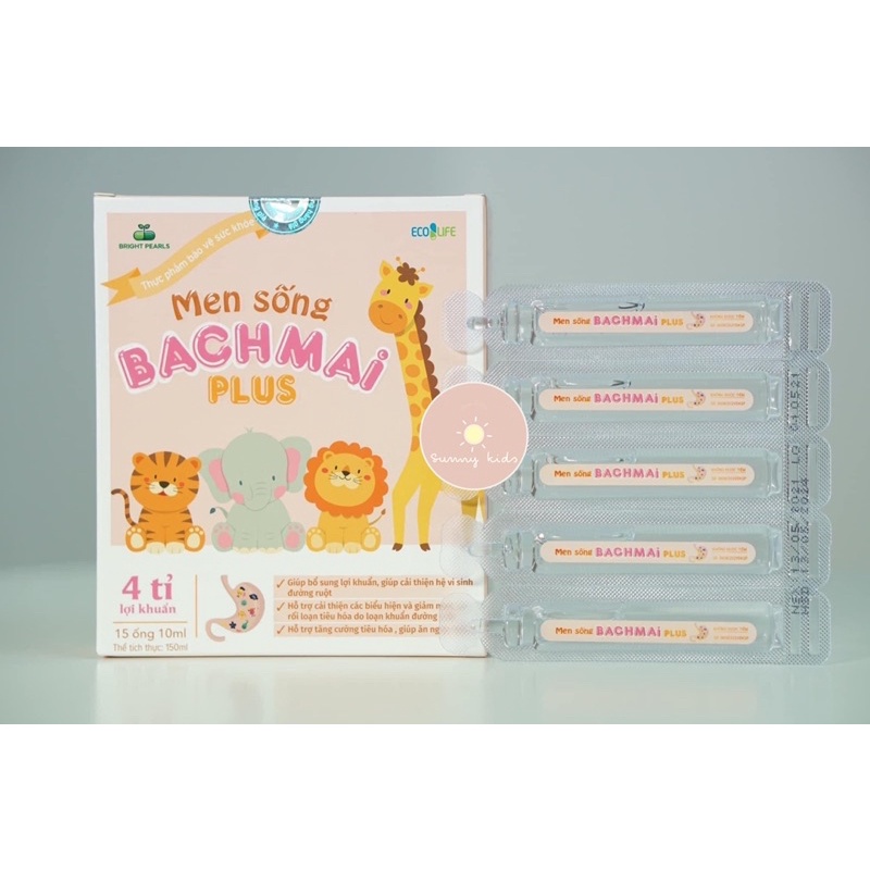 [DATE 2025] Men Sống Bạch Mai Plus hỗ trợ tiêu hoá cho bé (15 ống x 10ml)