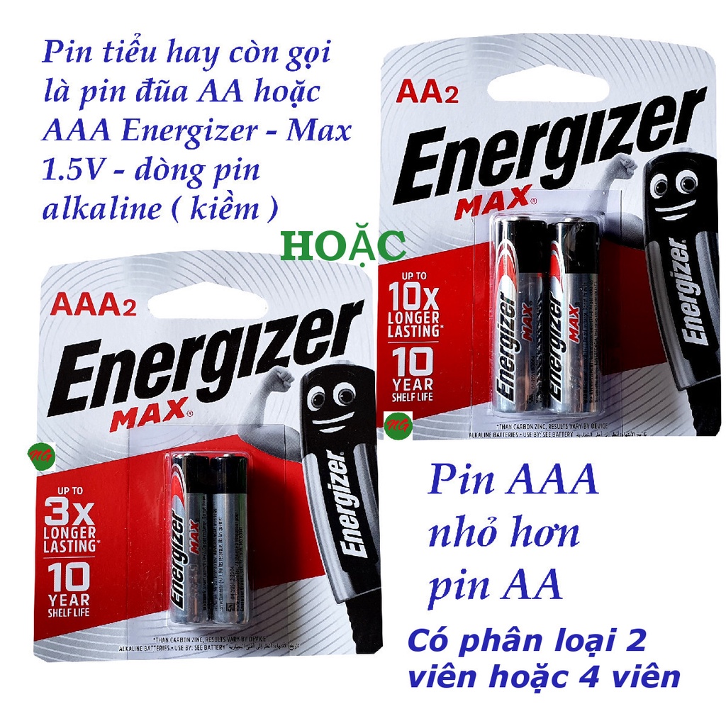 SỈ Vỉ 2 viên Pin Energizer AA và AAA MAX LR6  - Pin Alkaline - Pin Kiềm 2A và 3A