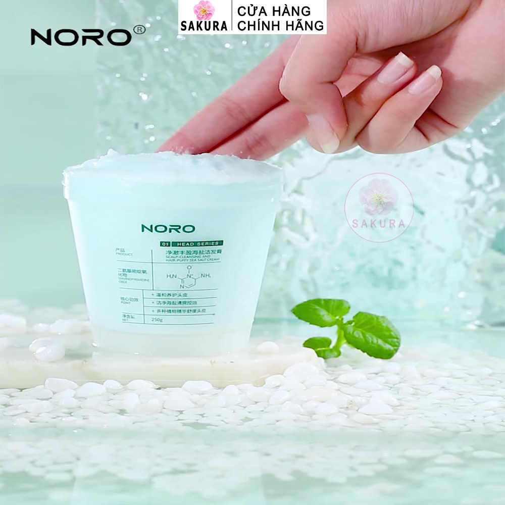 Tẩy tế bào chết da đầu NORO muối biển làm sạch gàu kiểm soát dầu nhờn giảm bết tóc tại nhà Sakura H6
