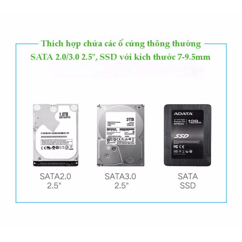 HOT- Hộp đựng ổ cứng 2.5inch SSD, HDD vỏ nhôm và vỏ nhựa cao cấp, hỗ trợ 6TB, chuẩn SATA III, SATA II UGREEN US221 CM300 | BigBuy360 - bigbuy360.vn