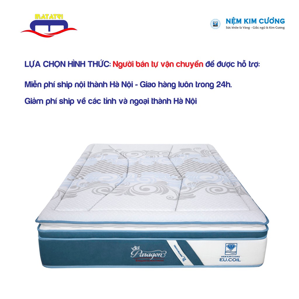 Nệm lò xo túi độc lập cao cấp chính hãng Kim Cương Paragons cao 36 - 37 cm.