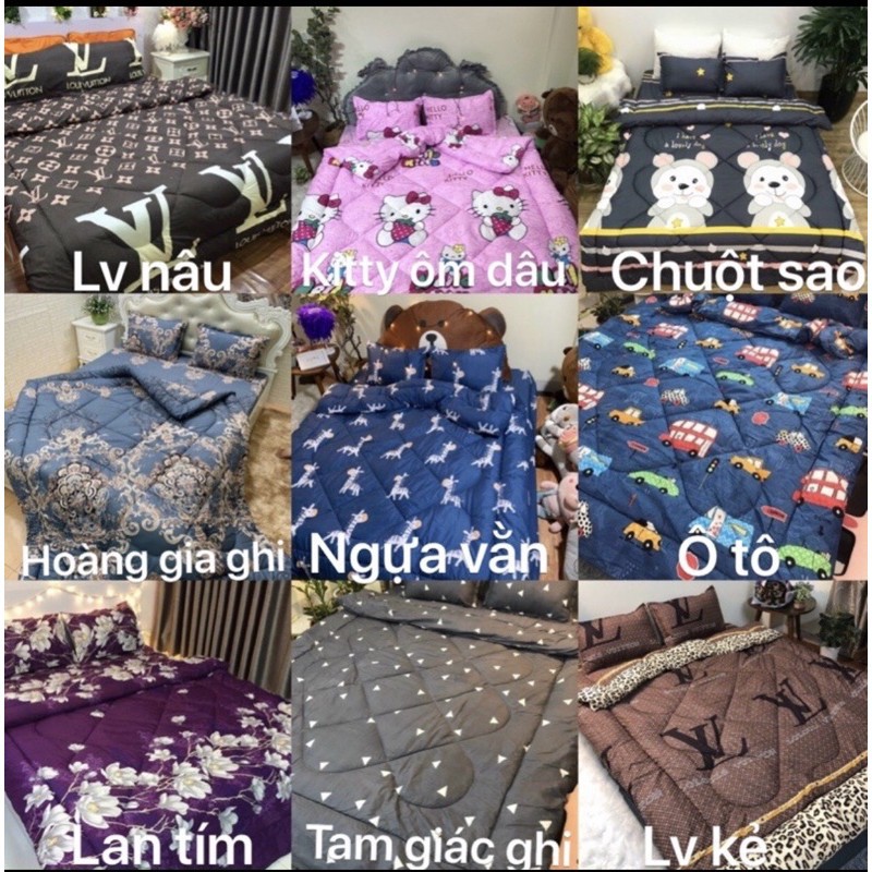 Sét ga gối hè poly cotton(ga bo chun bọc bảo vệ đệm 10cm)