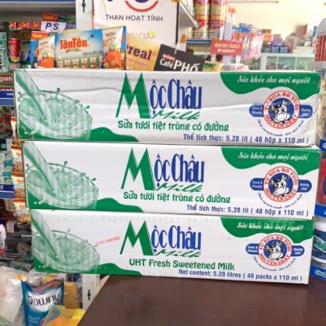 Vỉ sữa 4 hộp Mộc Châu To 180ml