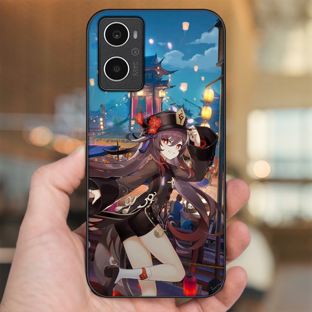 Ốp lưng Oppo A96 4G viền đen in hình Hutao Genshin Impact