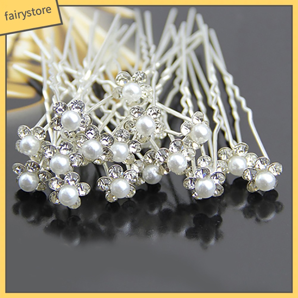 Set 20 kẹp tóc đính đá và ngọc trai giả thanh lịch dành cho cô dâu